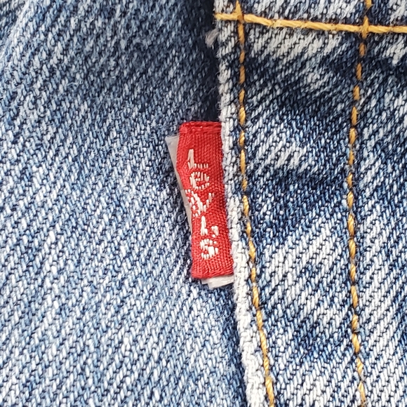 Levi's 501 Button Fly Straight Jeans 34x32 Men's Red Tab Denim Vintage Stained - Picture 2 of 16